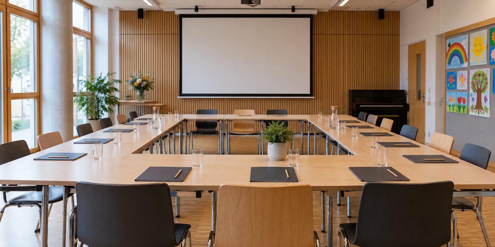 Vorbereiteter Konferenzraum der Grundschule